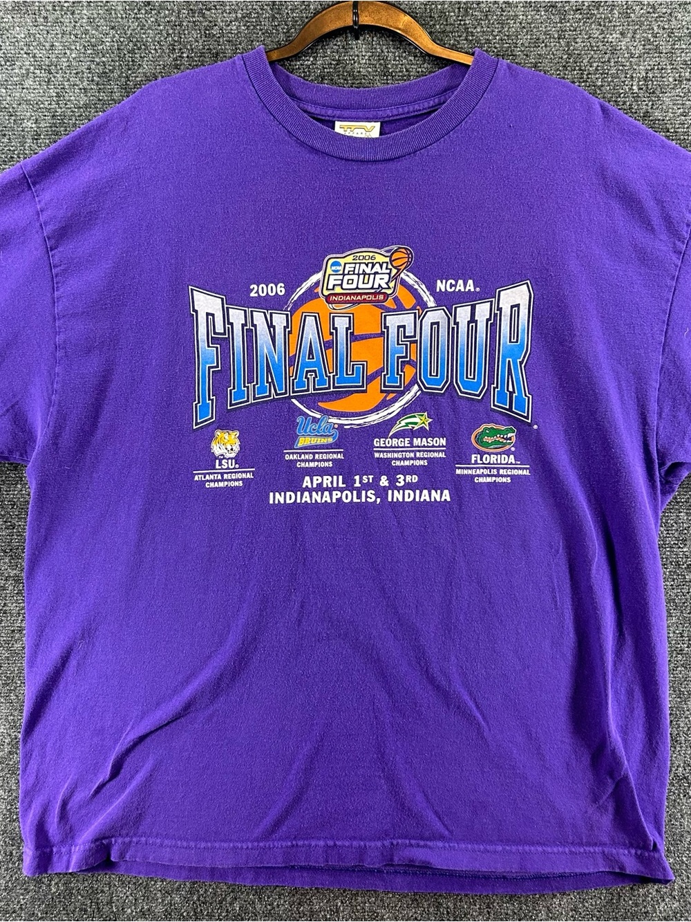 Vtg 2006 NCAA Men's Final Four Tournament Indianapolis T-Shirt 2XL LSU UCLA UofF